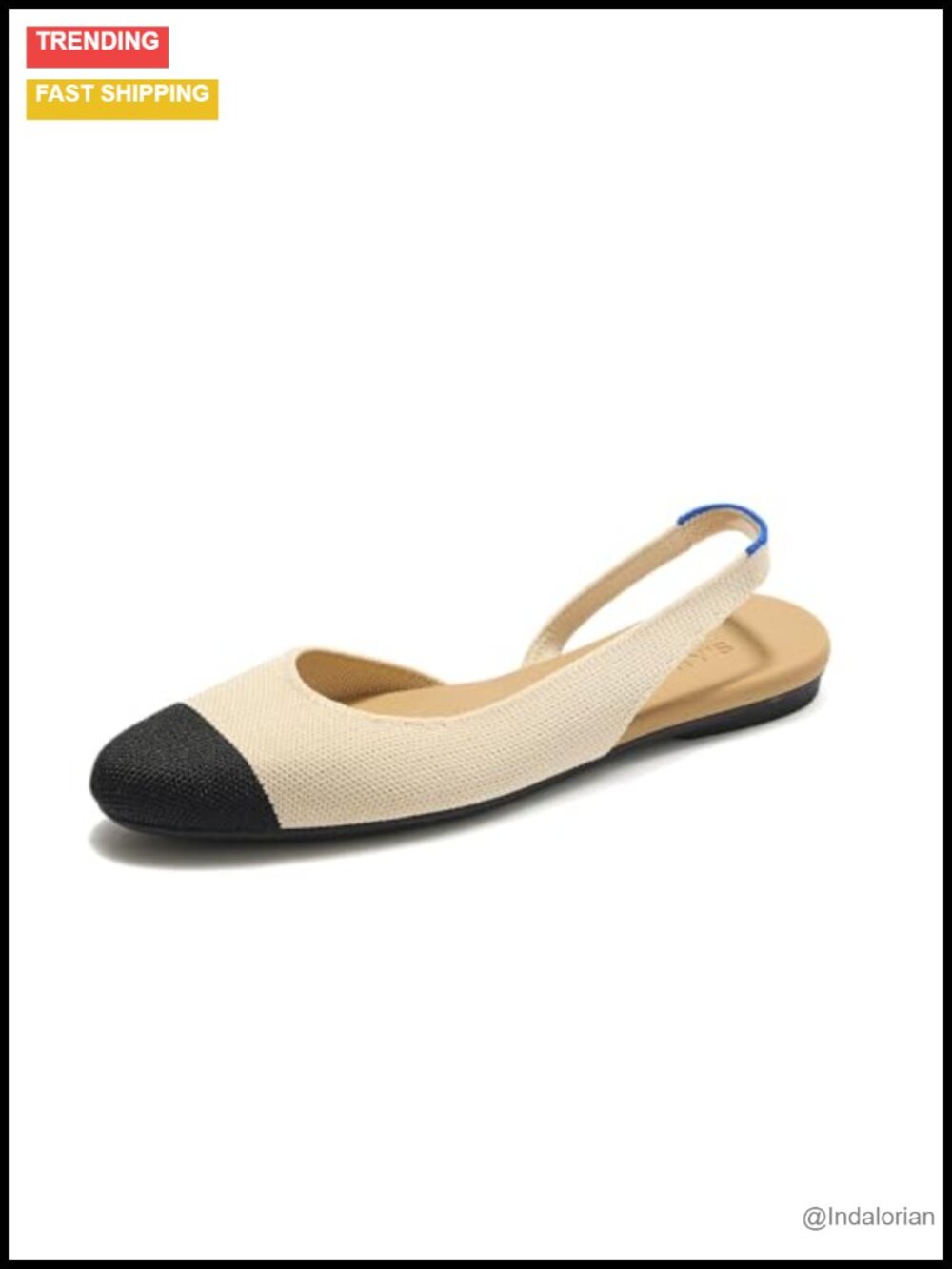 Almond Slingback Flats Recycled Polyester Slingback Machine Washable